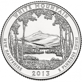 США 2013 г. 25 центов(квотер). № 16. Нью-Гэмпшир. Национальный лес Белые горы(S)